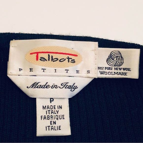 Talbots 100% Merino Wool Black Ribbed Sweater Vintage 90s Crew - P - Picture 3 of 6